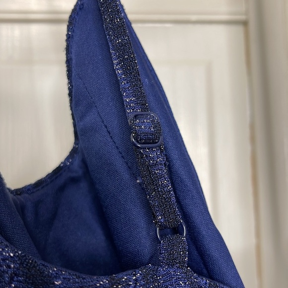 Women's Blue Rain Joan Glitter Knit Jumpsuit Navy Size Medium Spaghetti Strap - Picture 9 of 12